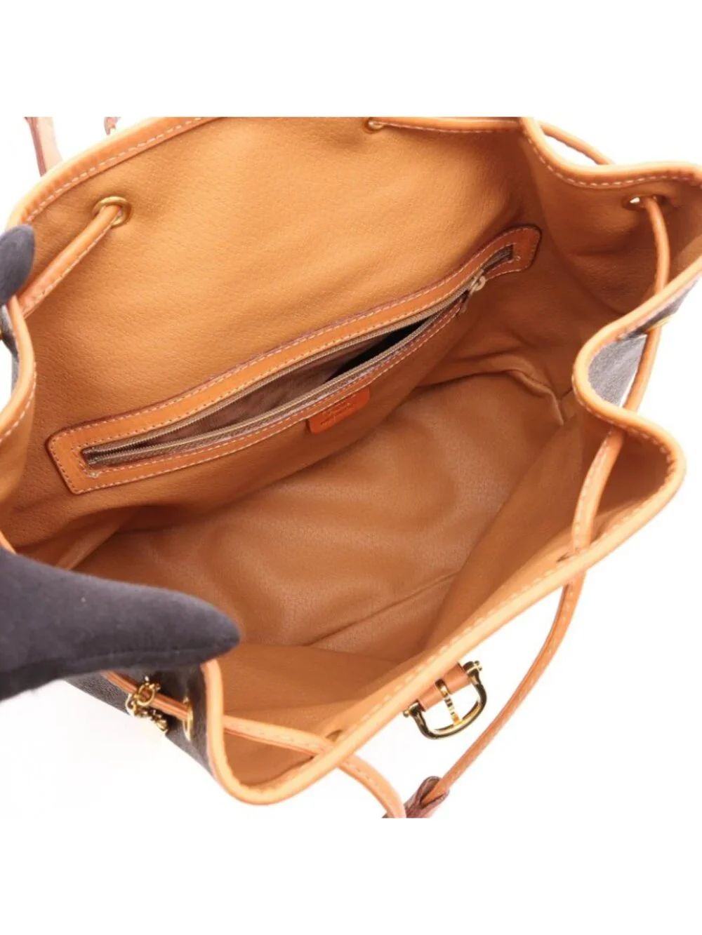 Celine Backpack Macadam Brown Dark Canvas Leather